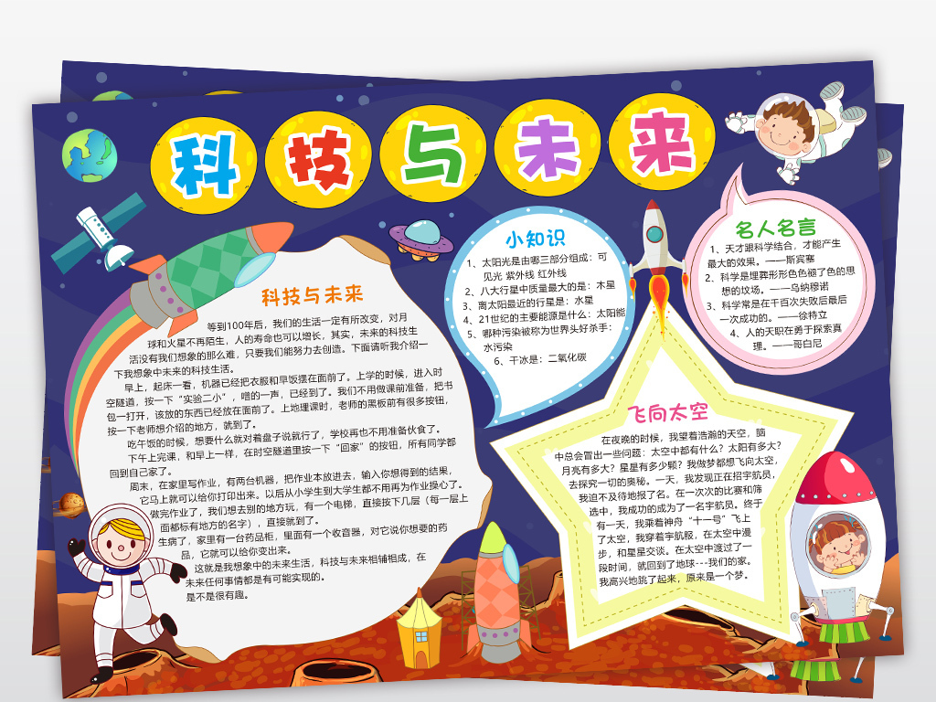 探索未来，小学生科技手抄报的创意与意义